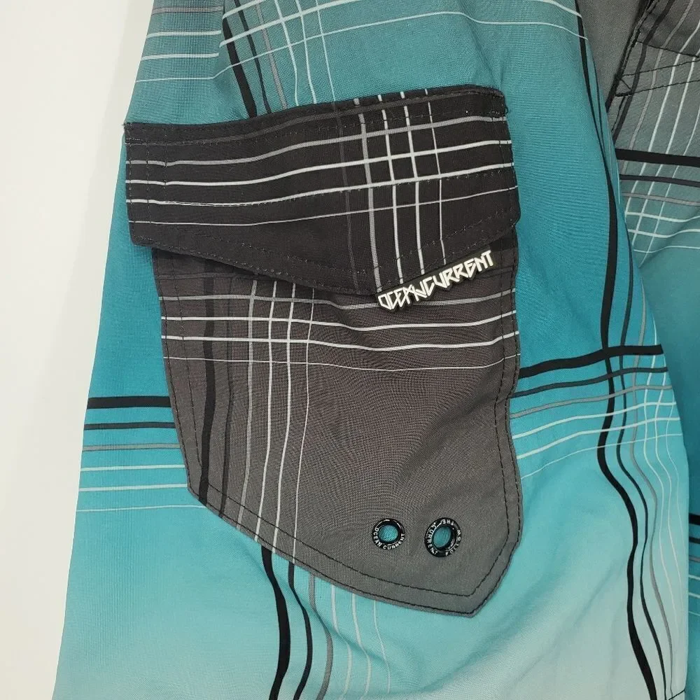 Ocean Current Board Shorts Gray and Blueish Green NWT